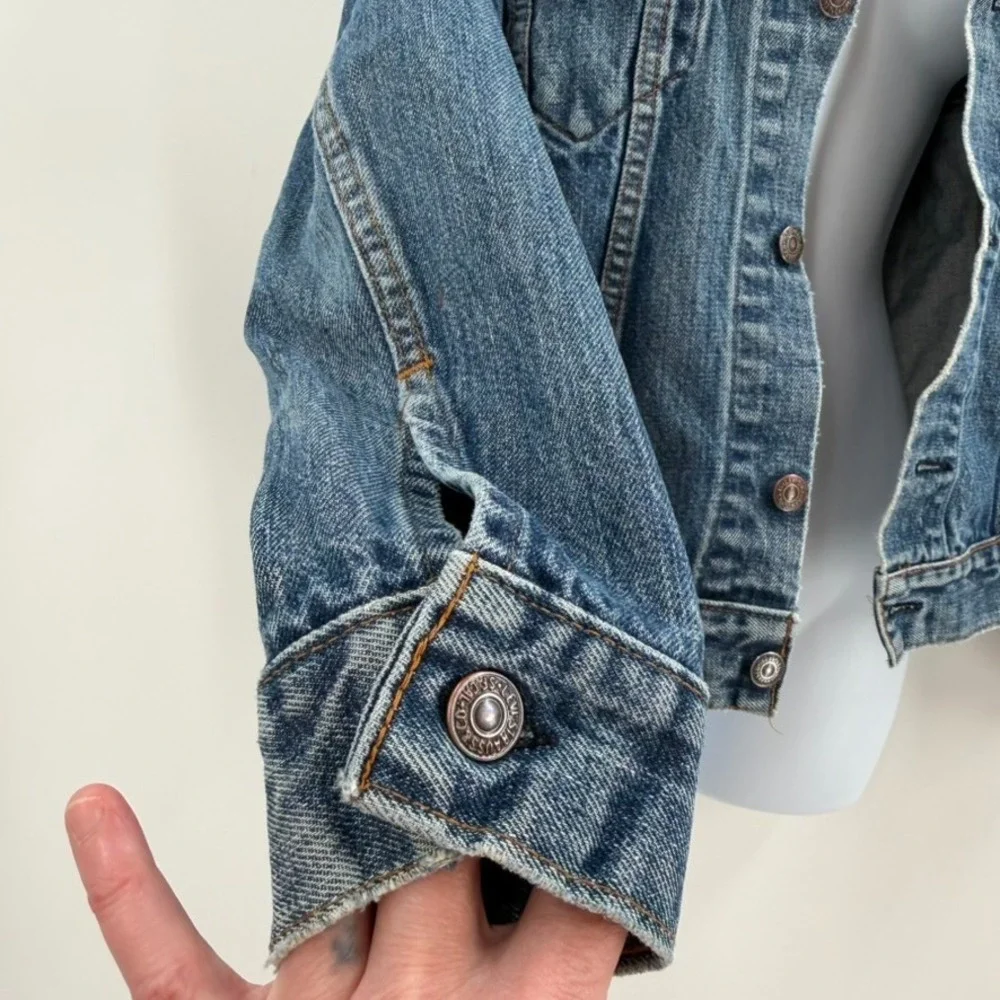 VTG Levis Type III‎ Rhinestone Bedazzled Denim Jacket Made USA 524 L